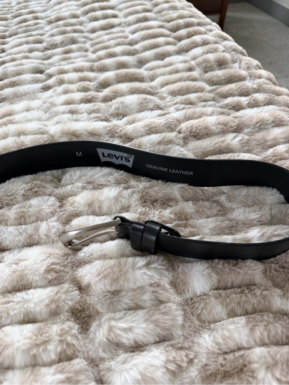 Levi's Black Leather Belt with Silver Buckle